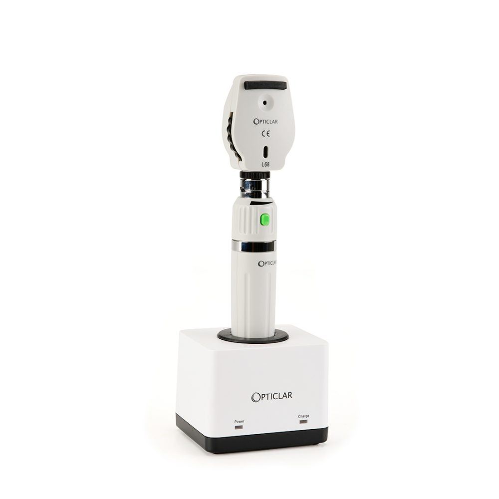 AL68 Optometrist LED Ophthalmoscope Set - E Lithium Single Port Charger Desk System